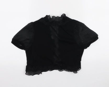 Quiz Womens Black V-Neck Polyester Cardigan Jumper Size 12 - Rose Detail