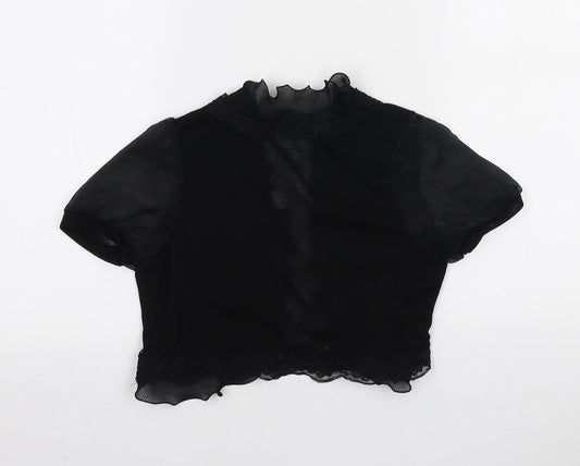 Quiz Womens Black V-Neck Polyester Cardigan Jumper Size 12 - Rose Detail