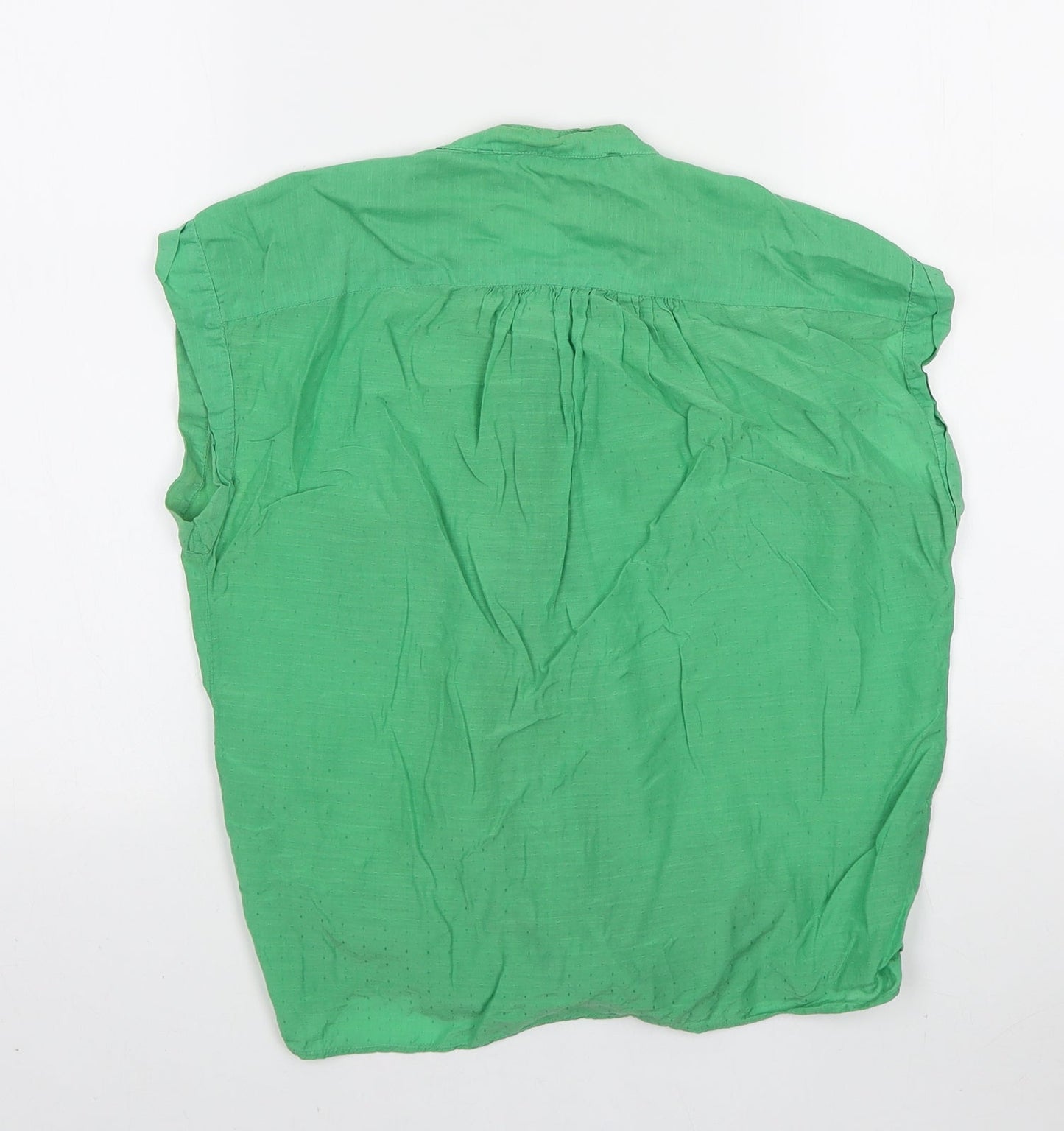 Leara Woman Womens Green Polyester Basic Button-Up Size M Round Neck - Knot detail