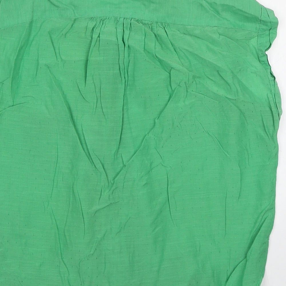 Leara Woman Womens Green Polyester Basic Button-Up Size M Round Neck - Knot detail