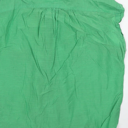 Leara Woman Womens Green Polyester Basic Button-Up Size M Round Neck - Knot detail