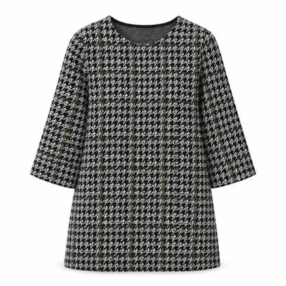 TU Womens Black Geometric Polyester A-Line Size 12 Boat Neck Pullover
