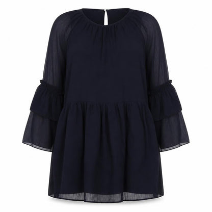 H&M Womens Blue Polyester Mini Size 10 Round Neck Button