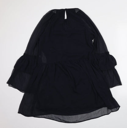 H&M Womens Blue Polyester Mini Size 10 Round Neck Button