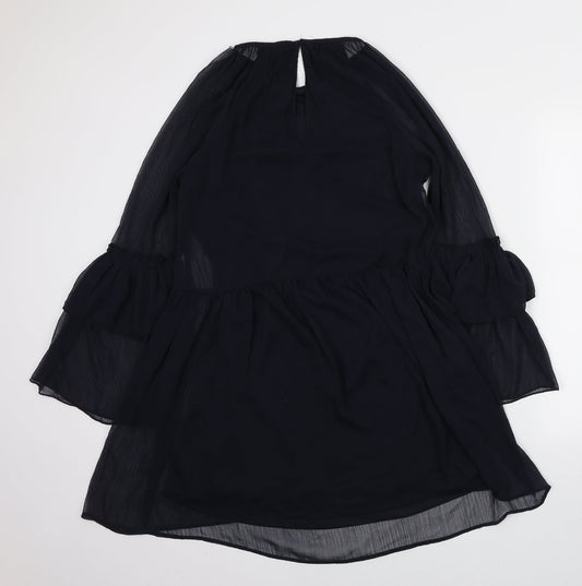 H&M Womens Blue Polyester Mini Size 10 Round Neck Button