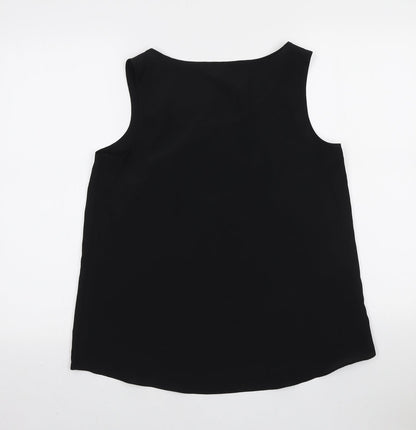 George Womens Black Polyester Basic Tank Size 12 Scoop Neck