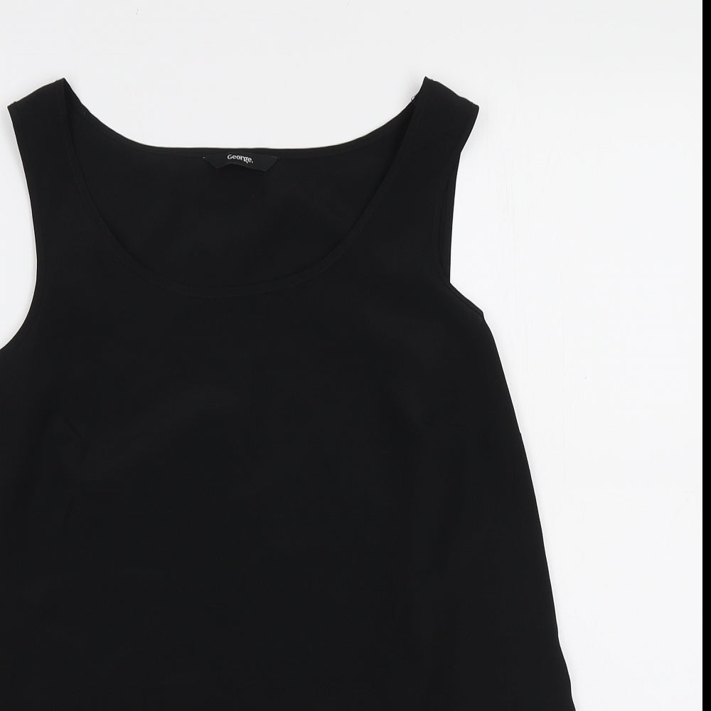 George Womens Black Polyester Basic Tank Size 12 Scoop Neck
