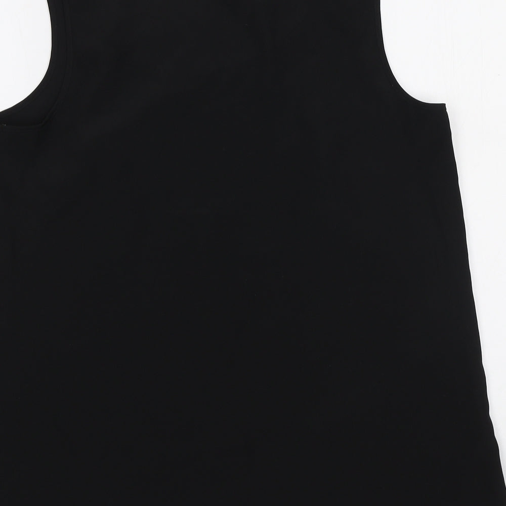 George Womens Black Polyester Basic Tank Size 12 Scoop Neck