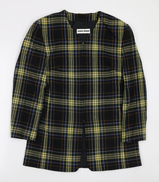 Gerry Weber Womens Black Plaid Jacket Blazer Size 10 Zip