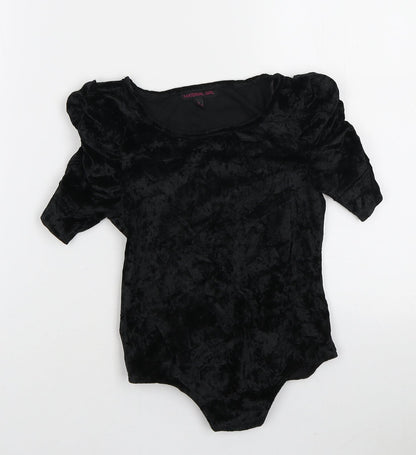 MaterialGirl Womens Black Polyamide Bodysuit One-Piece Size S Snap