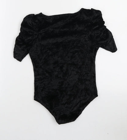 MaterialGirl Womens Black Polyamide Bodysuit One-Piece Size S Snap