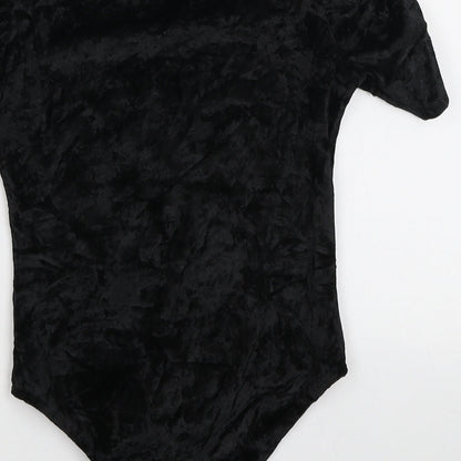 MaterialGirl Womens Black Polyamide Bodysuit One-Piece Size S Snap