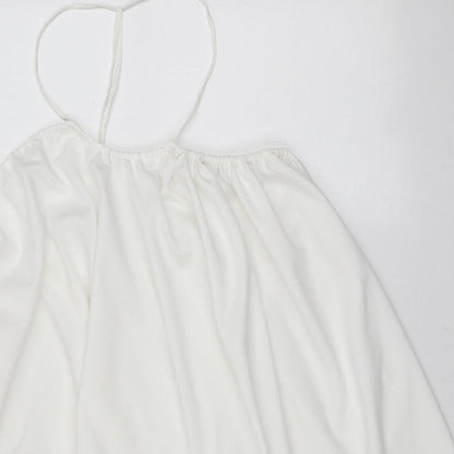 Zara Womens White Polyester Tank Dress Size S Halter Pullover