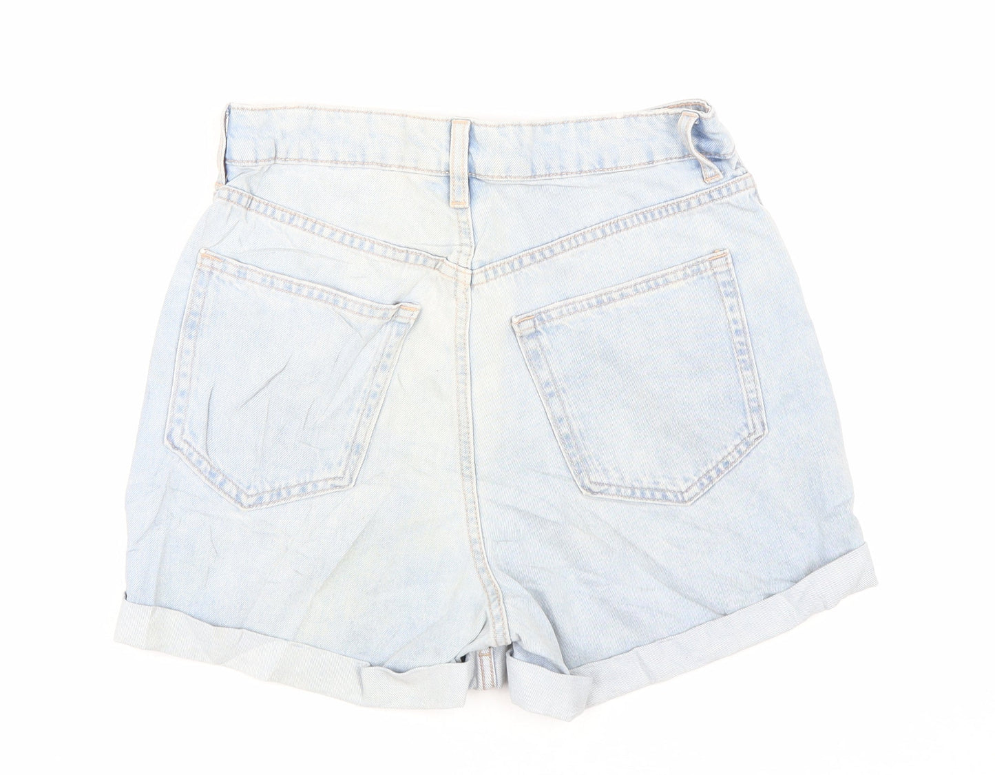 H&M Womens Blue Cotton Bermuda Shorts Size 6 Regular Zip