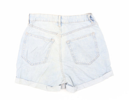 H&M Womens Blue Cotton Bermuda Shorts Size 6 Regular Zip