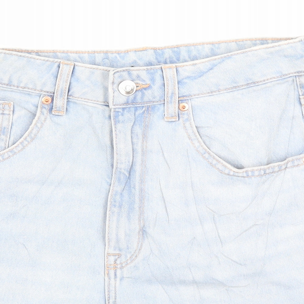 H&M Womens Blue Cotton Bermuda Shorts Size 6 Regular Zip
