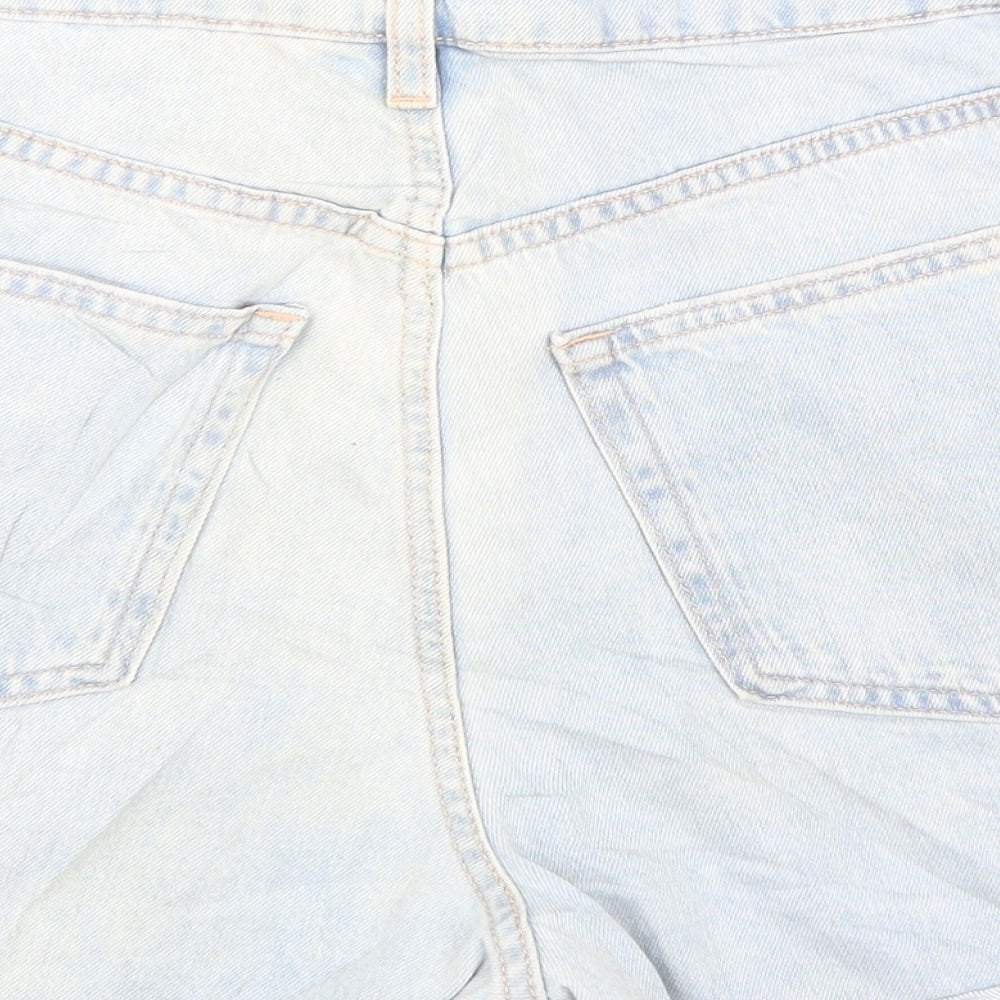 H&M Womens Blue Cotton Bermuda Shorts Size 6 Regular Zip