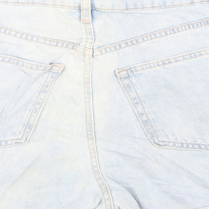 H&M Womens Blue Cotton Bermuda Shorts Size 6 Regular Zip