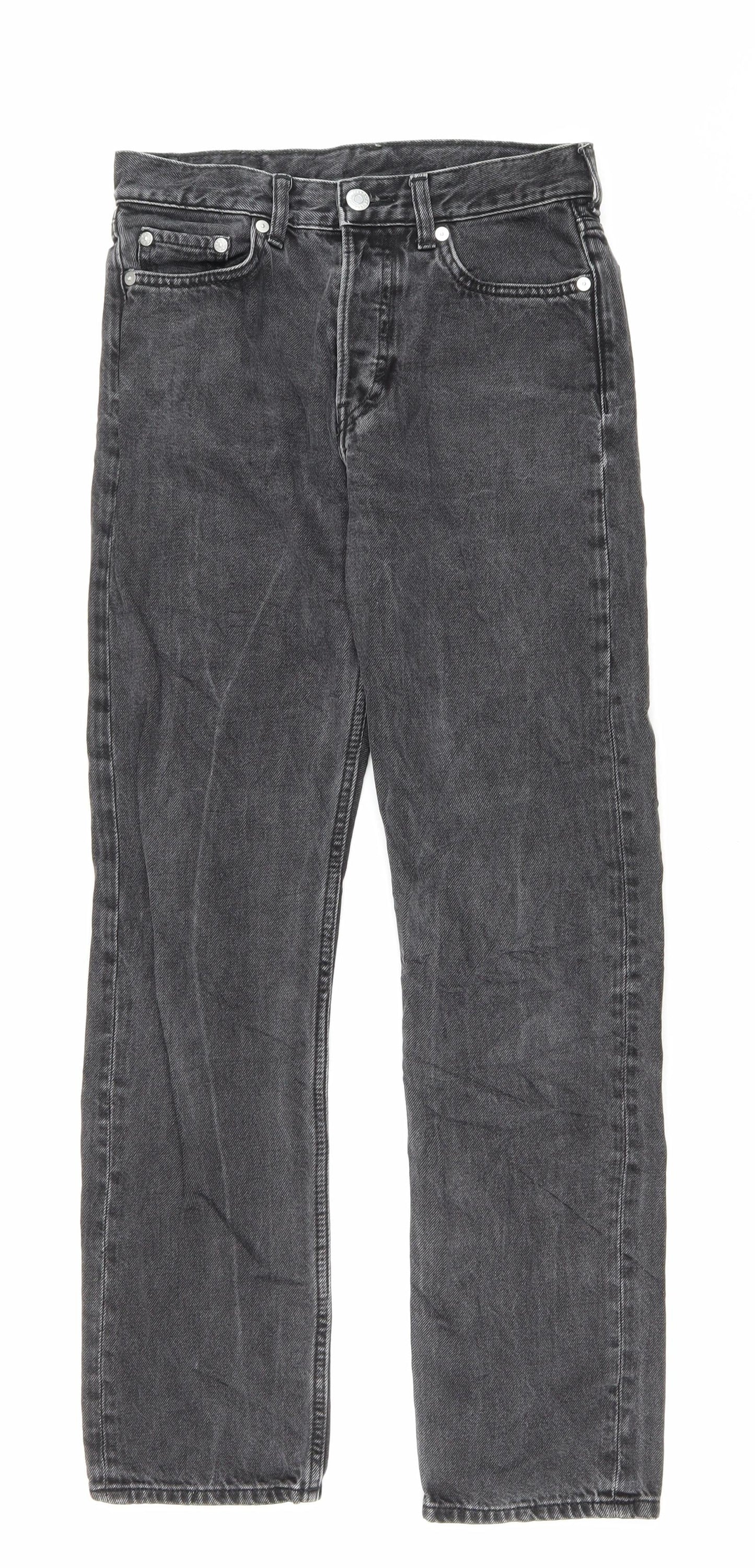 Weekday Mens Black Cotton Straight Jeans Size 27 in L27 in Regular Button