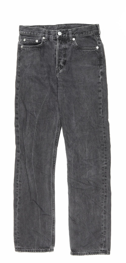 Weekday Mens Black Cotton Straight Jeans Size 27 in L27 in Regular Button