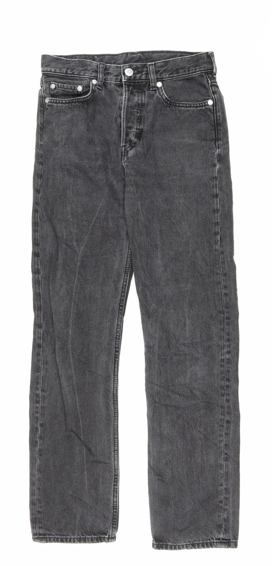 Weekday Mens Black Cotton Straight Jeans Size 27 in L27 in Regular Button