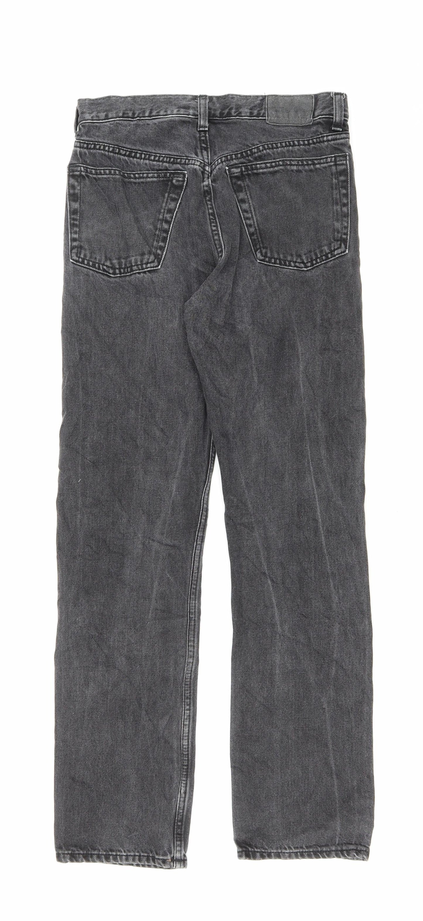 Weekday Mens Black Cotton Straight Jeans Size 27 in L27 in Regular Button