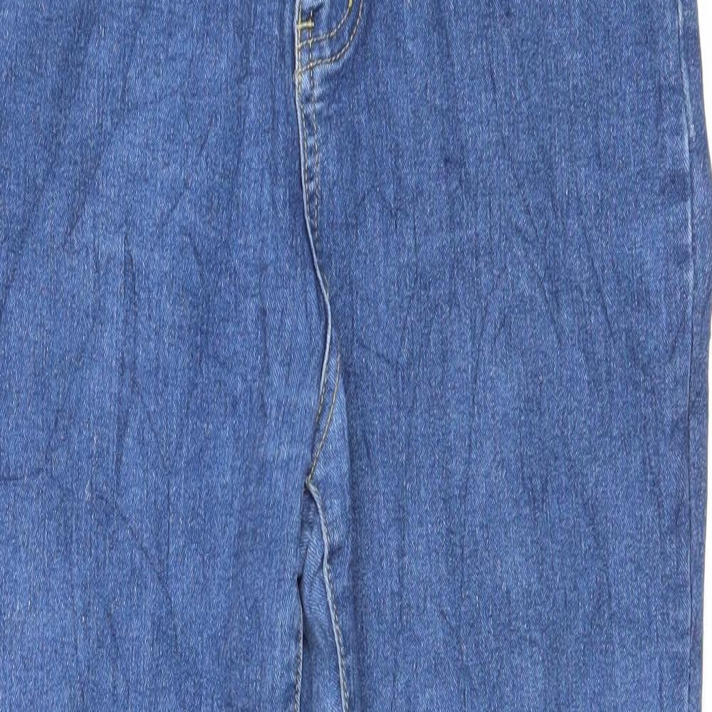 Boohoo Womens Blue Cotton Skinny Jeans Size 12 L27 in Regular Zip