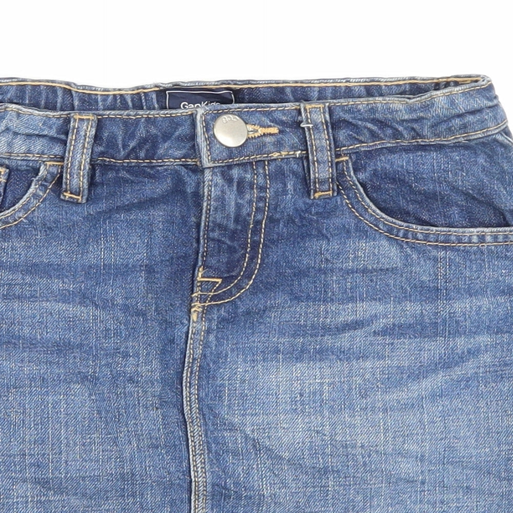 Gap Girls Black Cotton A-Line Skirt Size 10 Years Regular Zip