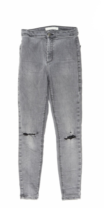 Topshop Womens Grey Cotton Skinny Jeans Size 26 in L25 in Regular Zip
