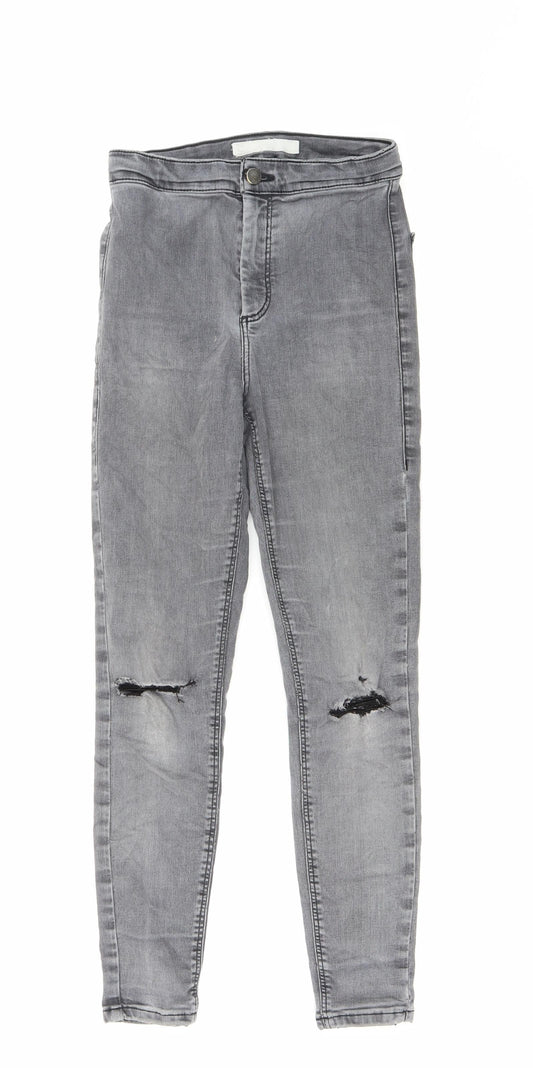 Topshop Womens Grey Cotton Skinny Jeans Size 26 in L25 in Regular Zip