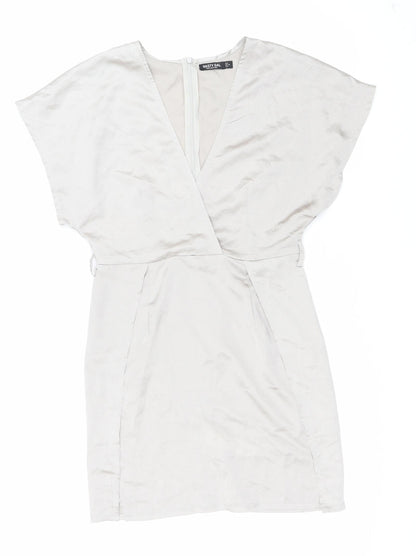 Nasty Gal Womens Grey Polyester Mini Size 6 V-Neck Zip
