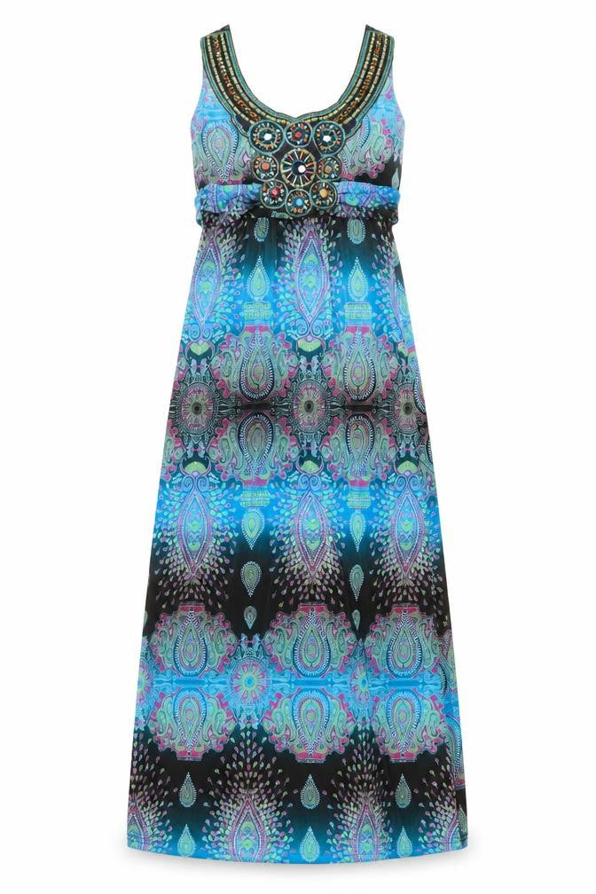 Select Womens Multicoloured Geometric Polyester Fit & Flare Size 10 Halter Pullover