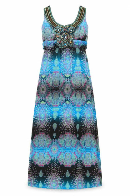 Select Womens Multicoloured Geometric Polyester Fit & Flare Size 10 Halter Pullover