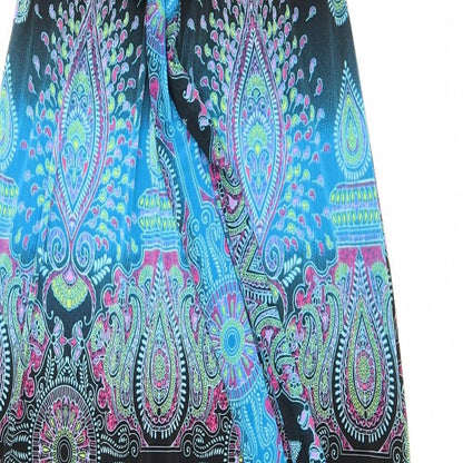 Select Womens Multicoloured Geometric Polyester Fit & Flare Size 10 Halter Pullover