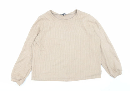 New Look Womens Beige Polyester Pullover Sweatshirt Size L Pullover