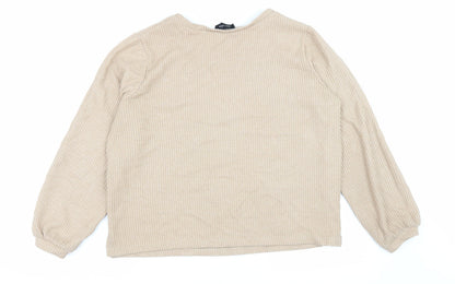 New Look Womens Beige Polyester Pullover Sweatshirt Size L Pullover