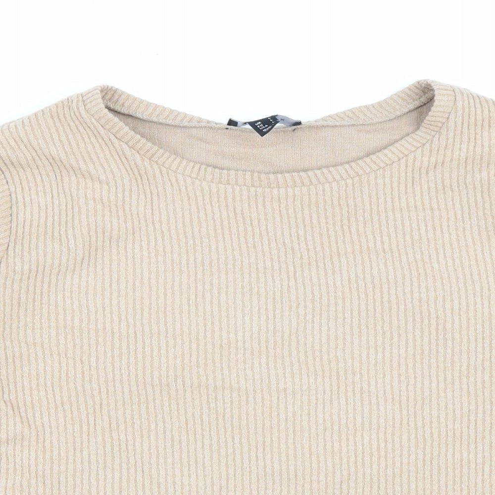 New Look Womens Beige Polyester Pullover Sweatshirt Size L Pullover