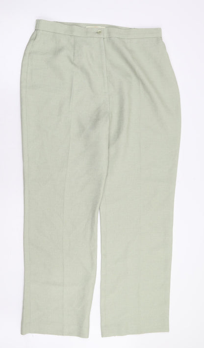 Classics Womens Green Polyester Trousers Size 16 L29 in Regular Zip