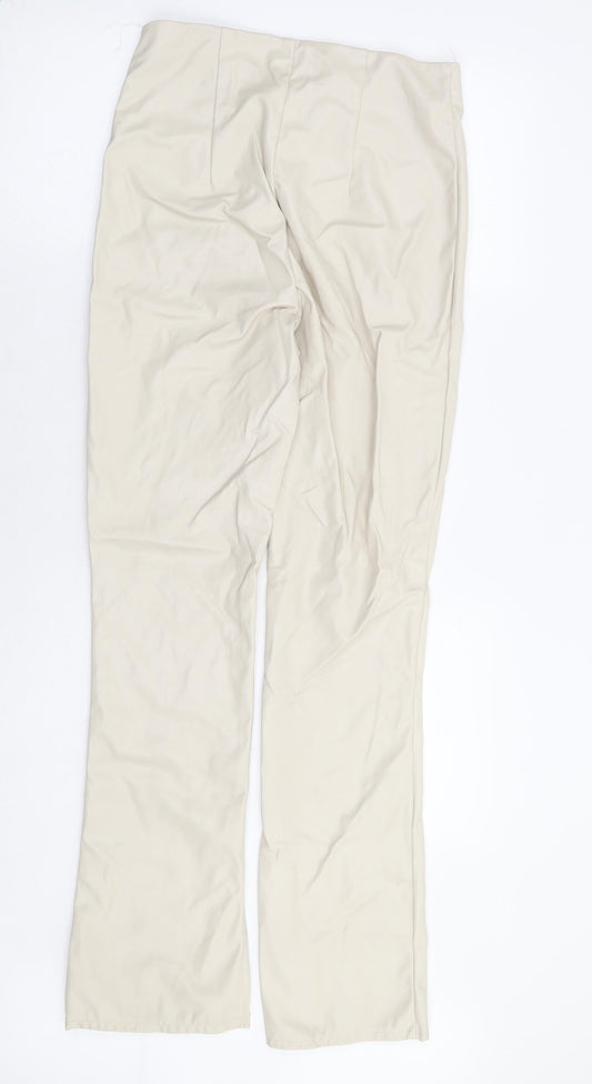 Divided by H&M Womens Beige Polyurethane Trousers Size 12 L30 in Regular - Leather Look