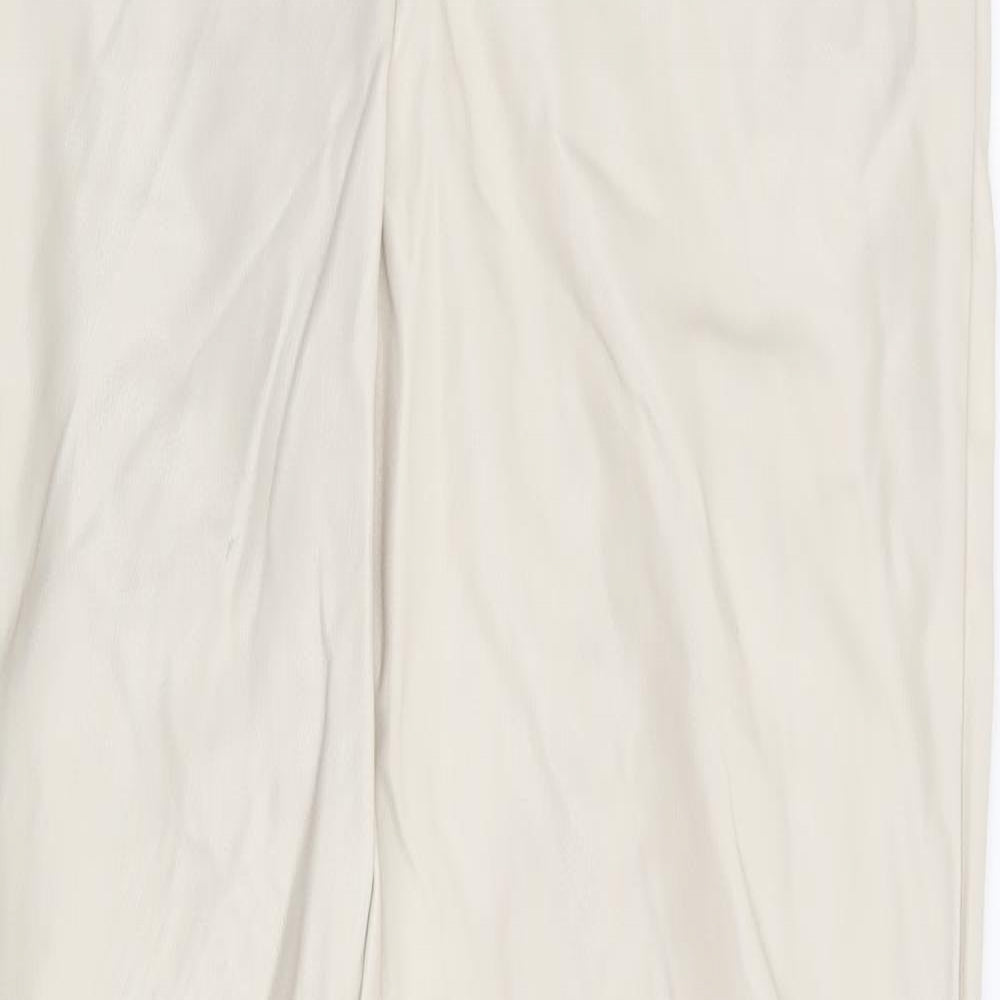 Divided by H&M Womens Beige Polyurethane Trousers Size 12 L30 in Regular - Leather Look