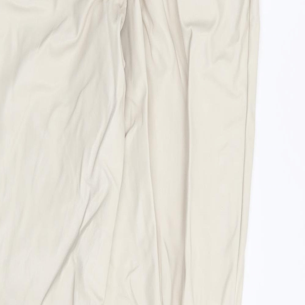 Divided by H&M Womens Beige Polyurethane Trousers Size 12 L30 in Regular - Leather Look