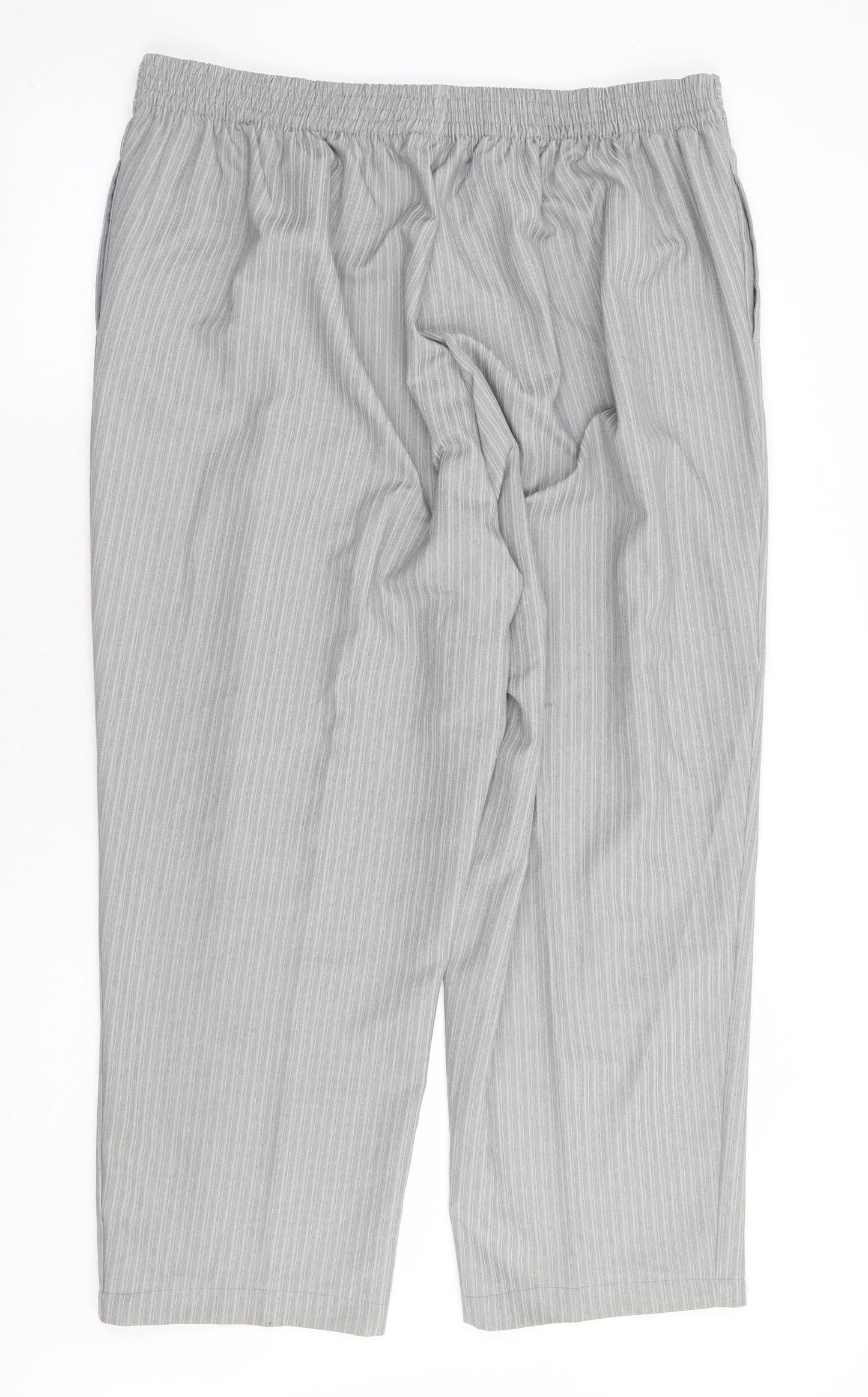 Bonmarché Womens Grey Striped Polyester Trousers Size 22 L27 in Regular