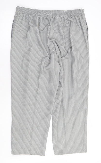 Bonmarché Womens Grey Striped Polyester Trousers Size 22 L27 in Regular