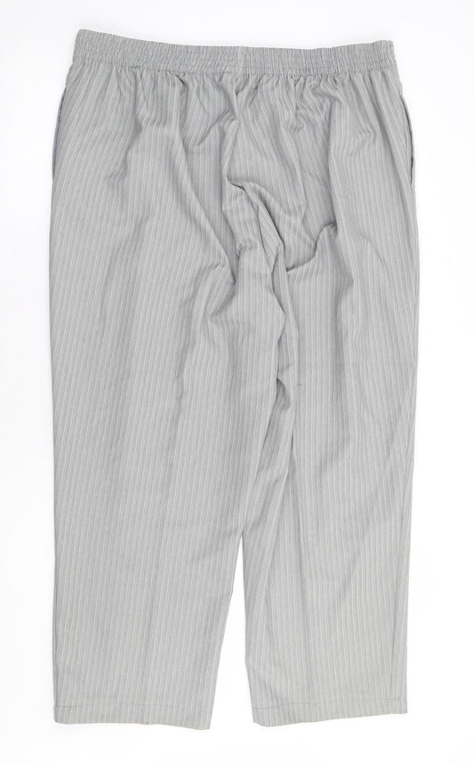 Bonmarché Womens Grey Striped Polyester Trousers Size 22 L27 in Regular