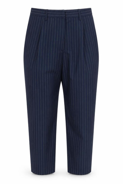 Monkl Womens Blue Striped Polyester Trousers Size 10 L28 in Regular Zip