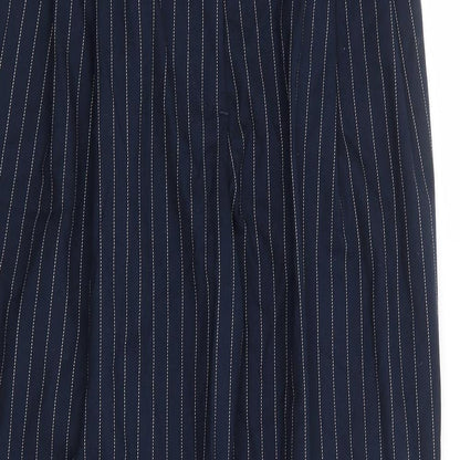 Monkl Womens Blue Striped Polyester Trousers Size 10 L28 in Regular Zip