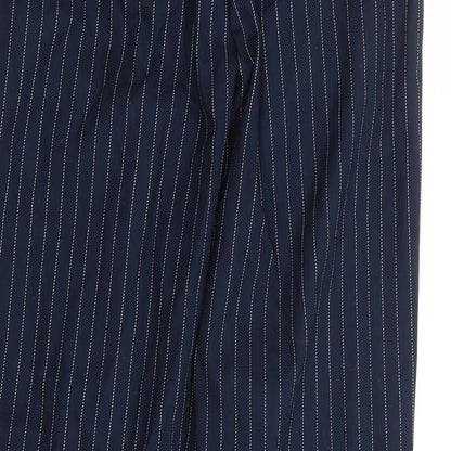 Monkl Womens Blue Striped Polyester Trousers Size 10 L28 in Regular Zip