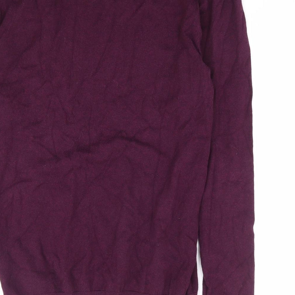 F&F Mens Purple Round Neck Cotton Pullover Jumper Size S