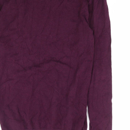 F&F Mens Purple Round Neck Cotton Pullover Jumper Size S