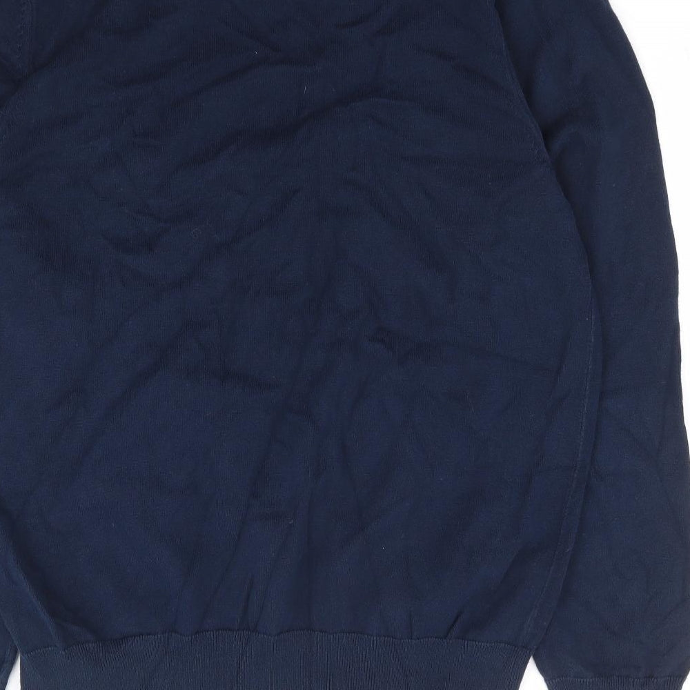 Marks and Spencer Mens Blue V-Neck Cotton Pullover Jumper Size L